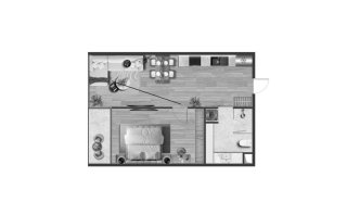 Apartment floor plan, 1 bedroom in Andaman Atrium No. 11006
