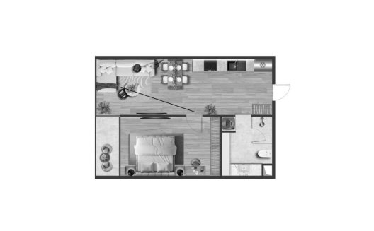 Apartment floor plan, 1 bedroom in Andaman Atrium No. 11006 (2D)